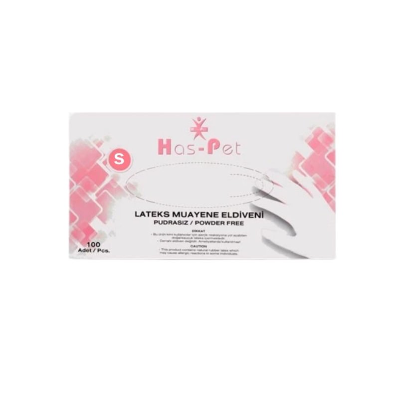 Has-Pet Powder-Free Latex Examination Gloves Small 100 Pieces