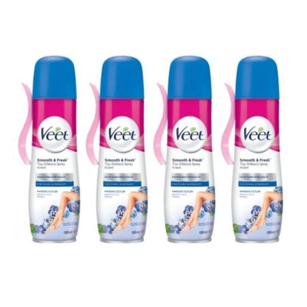 Veet Tüy Dökücü Sprey Bacak & Vücut Bölgesi Hassas Ciltler 150 Ml 4 Adet