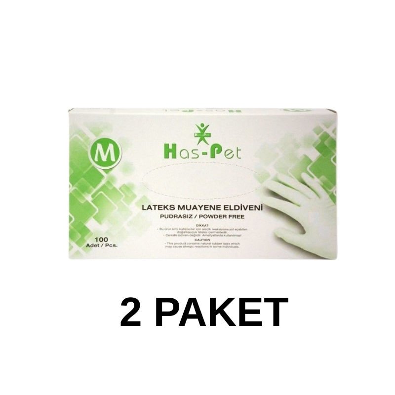 Has-Pet Powder-Free Latex Examination Gloves Medium 100 Pieces 2 Pack