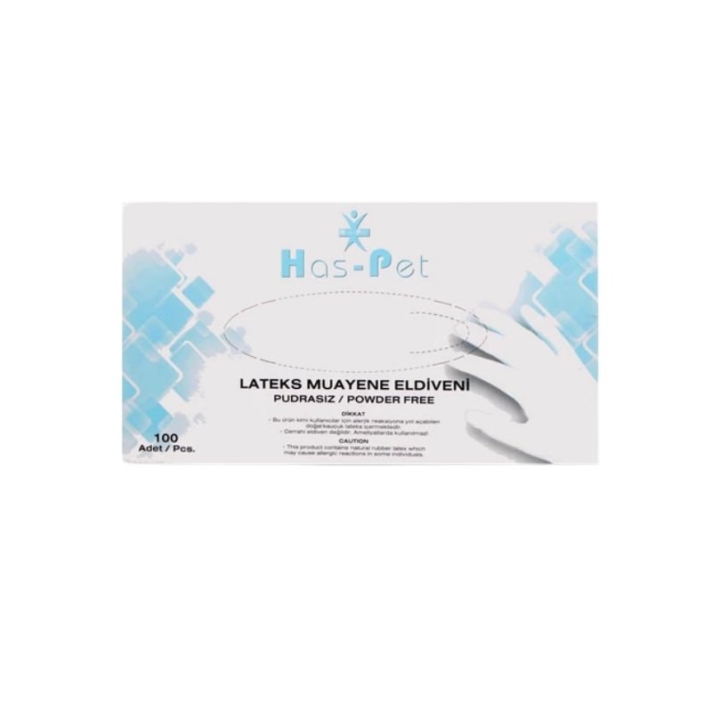 Has-Pet Powder-Free Latex Examination Gloves Large 100 Pieces
