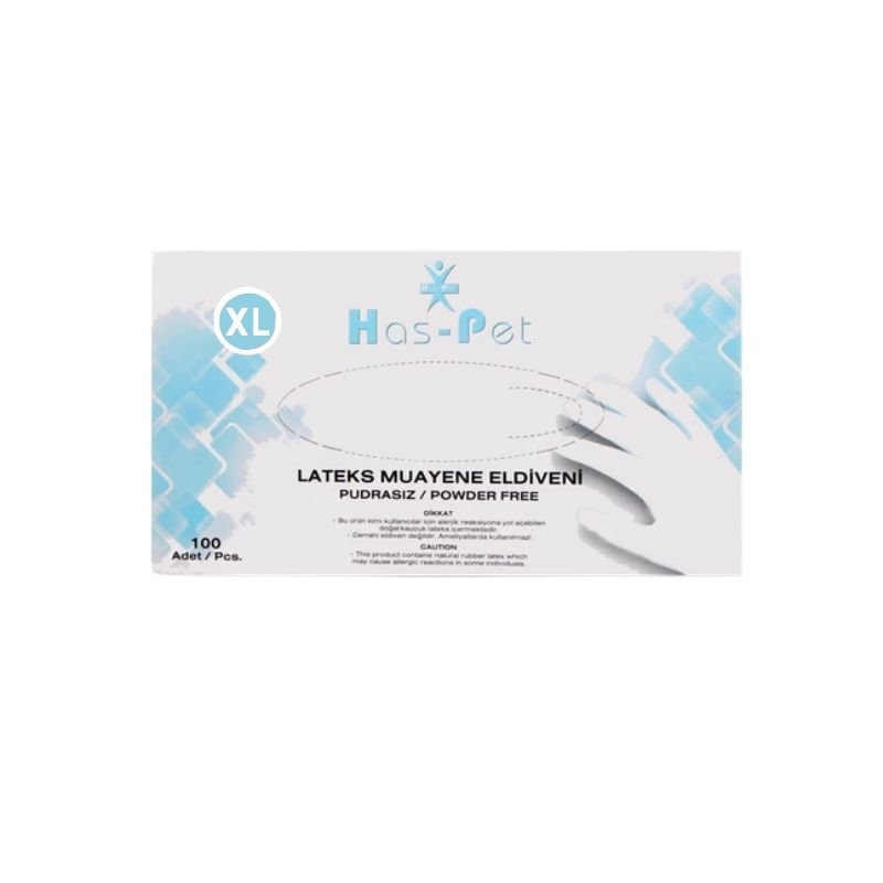 Has-Pet Powder-Free Latex Examination Gloves XL 100 Pcs