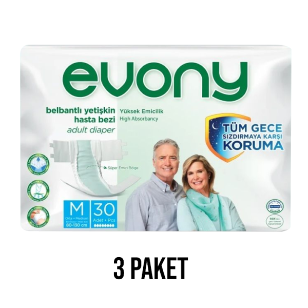 Evony Belbantlı Yetişkin Hasta Bezi M 30 Lu 3 Paket
