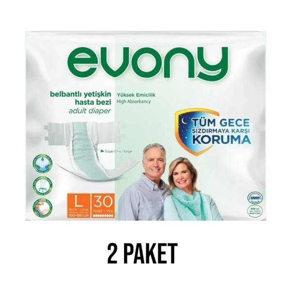 Evony Belbantlı Yetişkin Hasta Bezi L 30 Lu 2 Paket