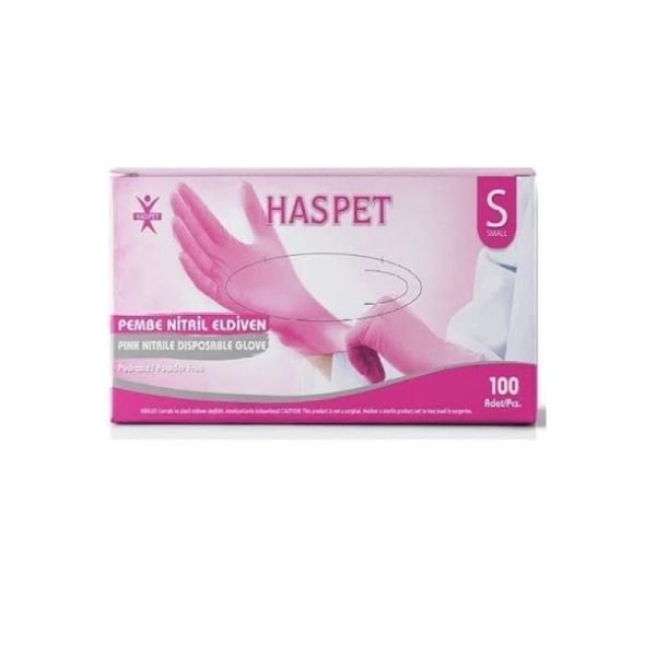 Has-Pet Pembe Pudrasız Nitril Muayene Eldiveni S 100 Lü