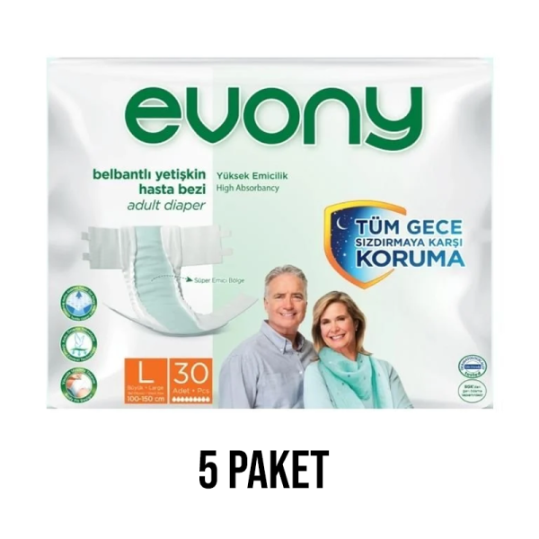 Evony Belbantlı Yetişkin Hasta Bezi L 30 Lu 5 Paket