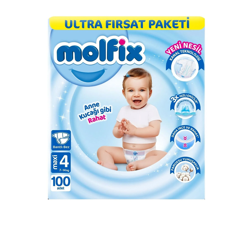 Molfix Bebek Bezi 4 Beden Maxi 100 Lü