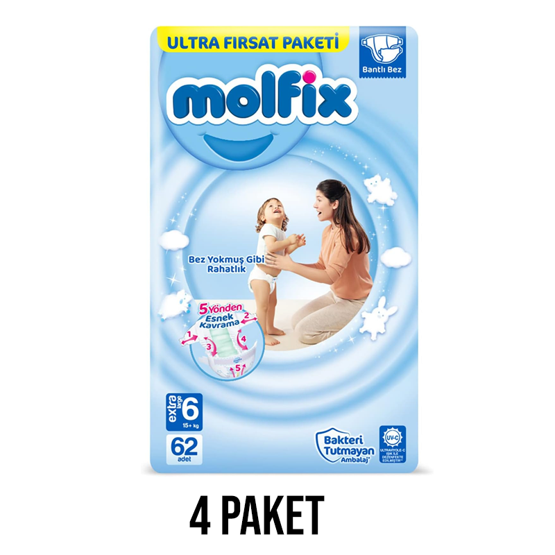 Molfix Bebek Bezi 6 Beden 62 Li 4 Paket