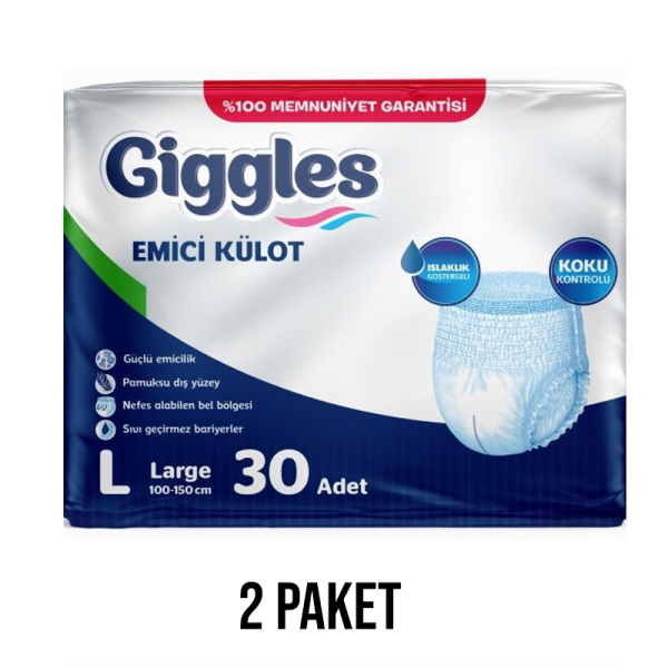 Giggles Emici Külot Yetişkin Hasta Bezi L 30 Lu 2 Paket