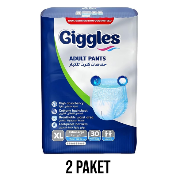 Giggles Emici Külot Yetişkin Hasta Bezi XL 30 Lu 2 Paket