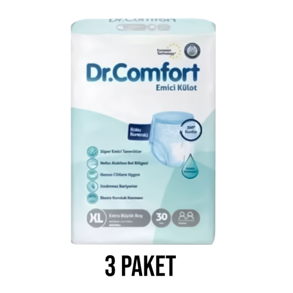 Dr.Comfort Emici Külot Yetişkin Hasta Bezi XL 30 Lu 3 Paket