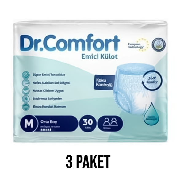 Dr.Comfort Emici Külot Yetişkin Hasta Bezi M 30 Lu  3 Paket