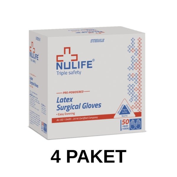 Nulife Steril Lateks Cerrahi Eldiven Pudralı 7 Numara 50 Adet 4 Paket