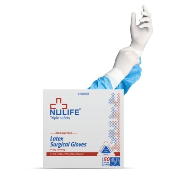 Nulife Steril Lateks Cerrahi Eldiven Pudralı 8 Numara 50 Adet