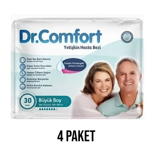 Dr.Comfort Belbantlı Yetişkin Hasta Bezi L 30 Lu 4 Paket