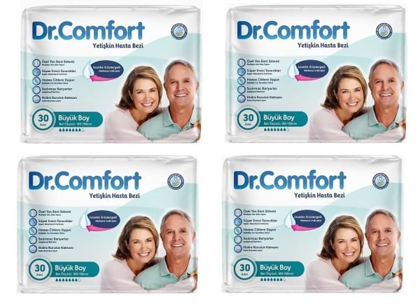 Dr.Comfort Belbantlı Yetişkin Hasta Bezi L 30 Lu 4 Paket