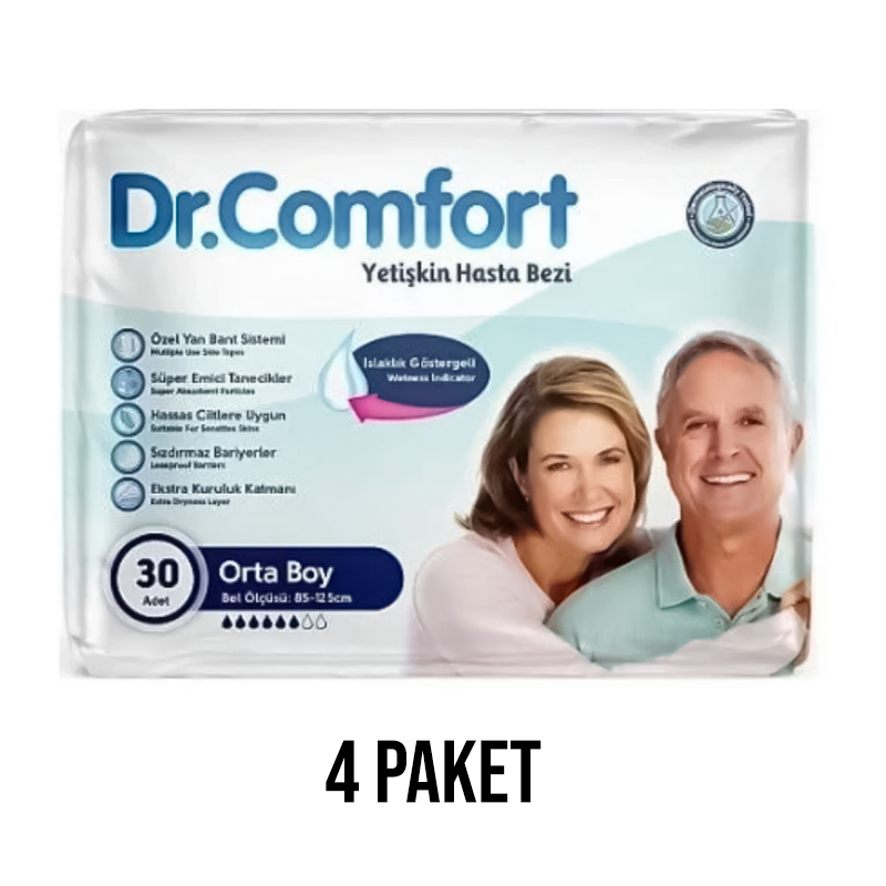 Dr.Comfort Belbantlı Yetişkin Hasta Bezi M 30 Lu 4 Paket