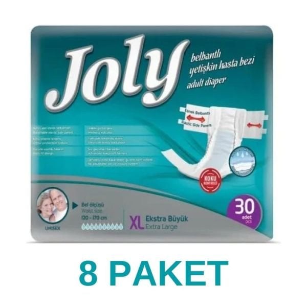 Joly Belbantlı Yetişkin Hasta Bezi XL 30 Lu 8 Paket