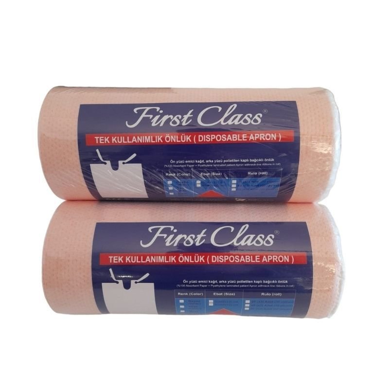 First Class Dental Hasta Önlüğü 80 li 2 Rulo Turuncu Renk