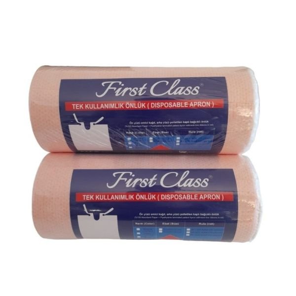 First Class Dental Hasta Önlüğü 80 li 2 Rulo Turuncu Renk