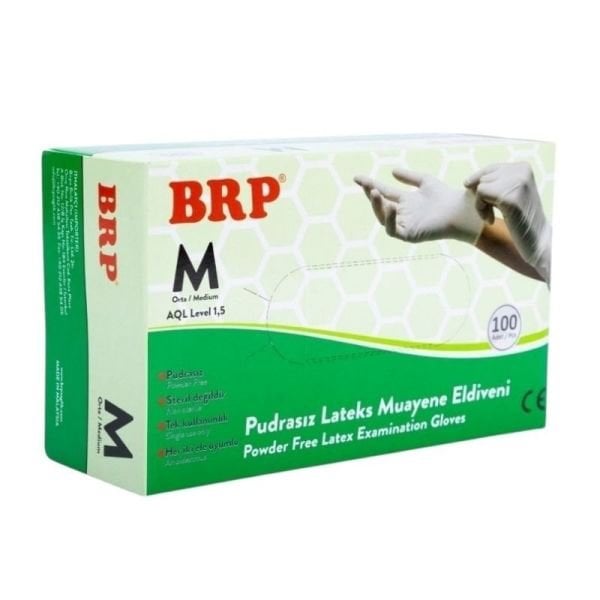 BRP Pudrasız Lateks Muayene Eldiveni 20 Kutu 2000 Adet Medium
