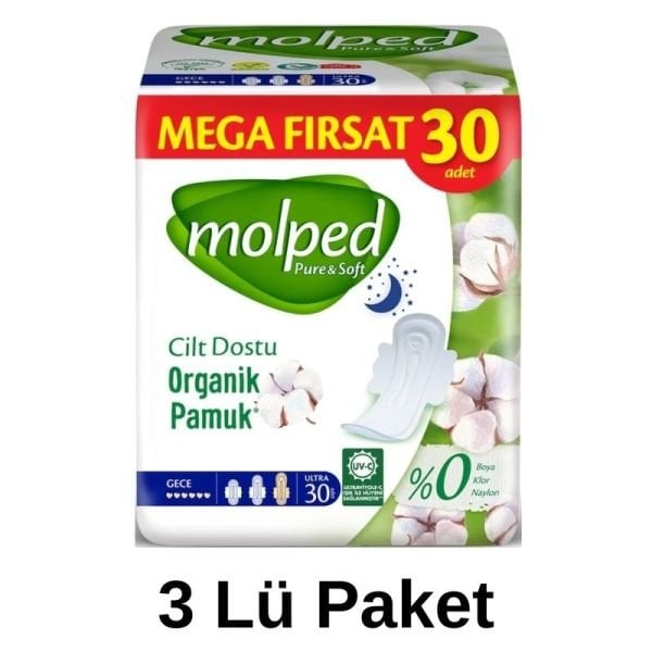 Molped Pure & Soft Gece Ultra Hijyenik Ped 3 Lü Paket 90 Adet