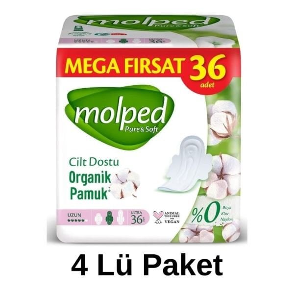 Molped Pure & Soft Uzun Ultra Hijyenik Ped 4 Lü Paket 144 Adet