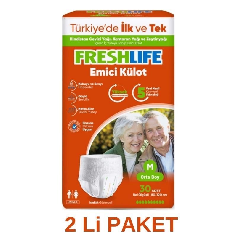 Freshlife Emici Külot Yetişkin Hasta Bezi M 30 Lu 2 Paket