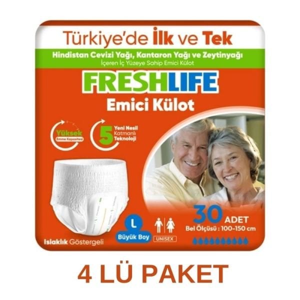 Freshlife Emici Külot Yetişkin Hasta Bezi L 30 Lu 4 Paket