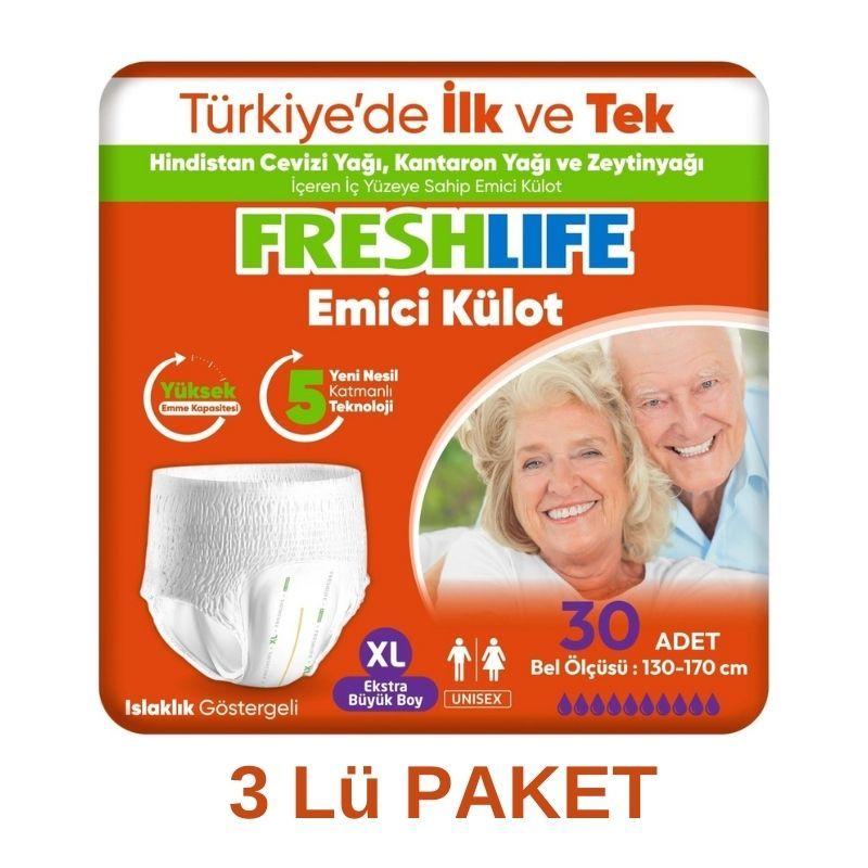 Freshlife Emici Külot Yetişkin Hasta Bezi XL 30 Lu 3 Paket