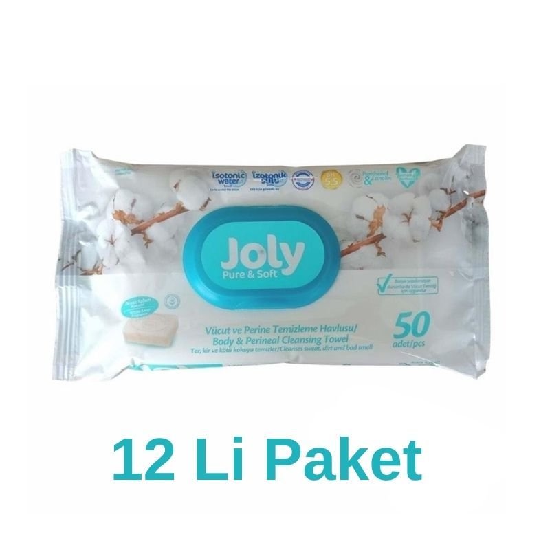 Joly Vücut Ve Perine Temizleme Havlusu 50 Li 12 Paket