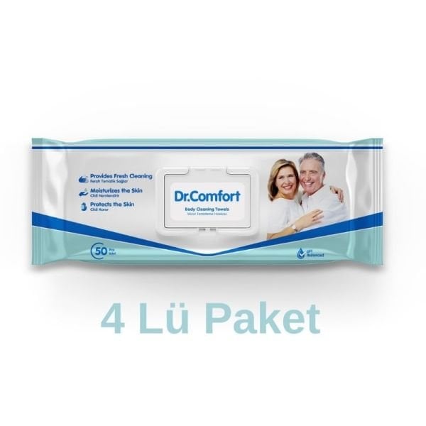Dr.comfort Vücut Ve Perine Temizleme Havlusu 50 Li 4 Paket