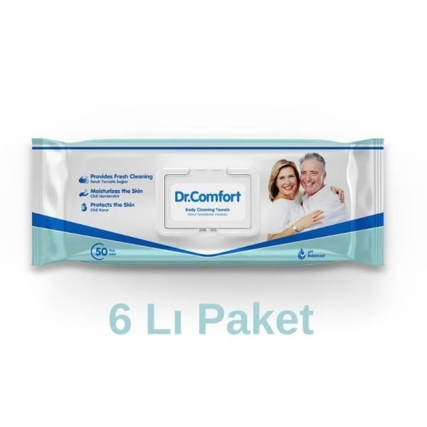 Dr.comfort Vücut Ve Perine Temizleme Havlusu 50 Li 6 Paket