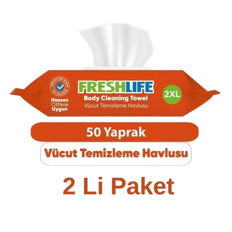 Freshlife Vücut Ve Perine Temizleme Havlusu 50 Li 2 Paket