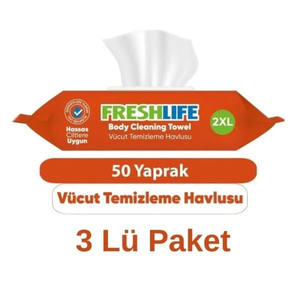Freshlife Vücut Ve Perine Temizleme Havlusu 50 Li 3 Paket