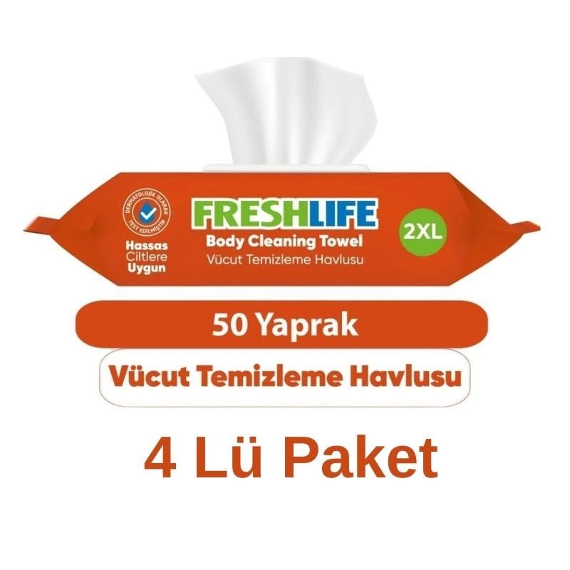 Freshlife Vücut Ve Perine Temizleme Havlusu 50 Li 4 Paket