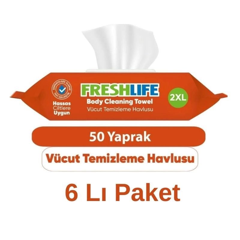 Freshlife Vücut Ve Perine Temizleme Havlusu 50 Li 6 Paket
