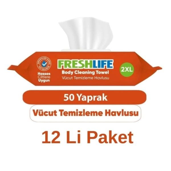 Freshlife Vücut Ve Perine Temizleme Havlusu 50 Li 12 Paket