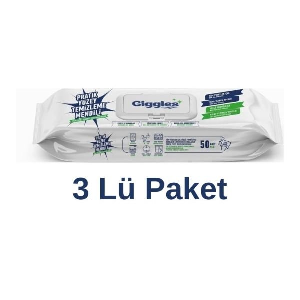 Giggles Pratik Yüzey Temizleme Havlusu 50 Li 3 Paket