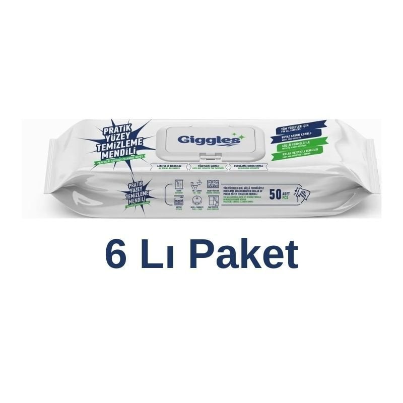 Giggles Pratik Yüzey Temizleme Havlusu 50 Li 6 Paket