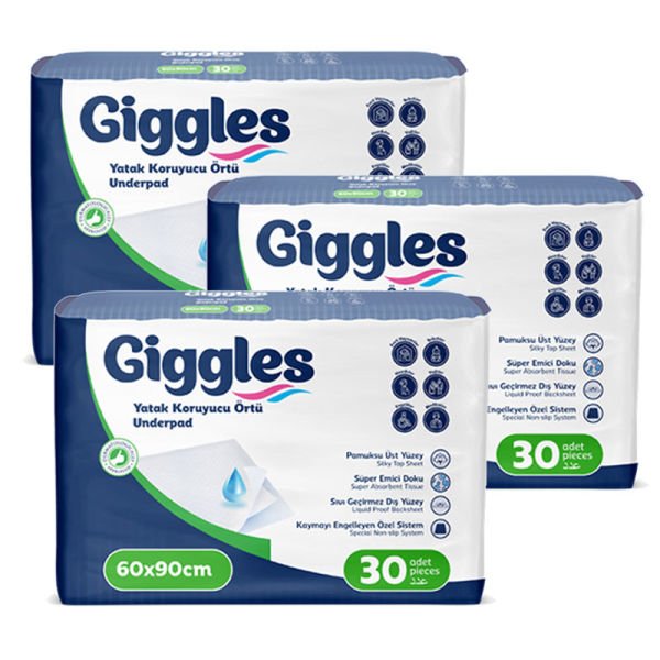 Giggles Yatak Koruyucu Alez Örtü 60x90 Cm 3 Paket 90 Adet