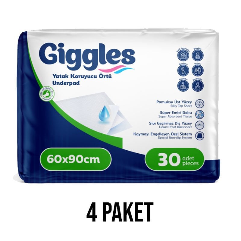 Giggles Yatak Koruyucu Alez Örtü 60x90 Cm 4 Paket 120 Adet