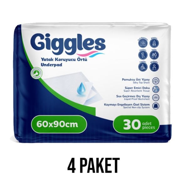 Giggles Yatak Koruyucu Alez Örtü 60x90 Cm 4 Paket 120 Adet