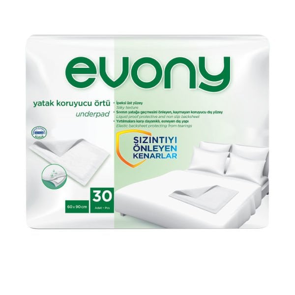 Evony Yatak Koruyucu Alez Örtü 60x90 Cm 1 Paket 30 Adet