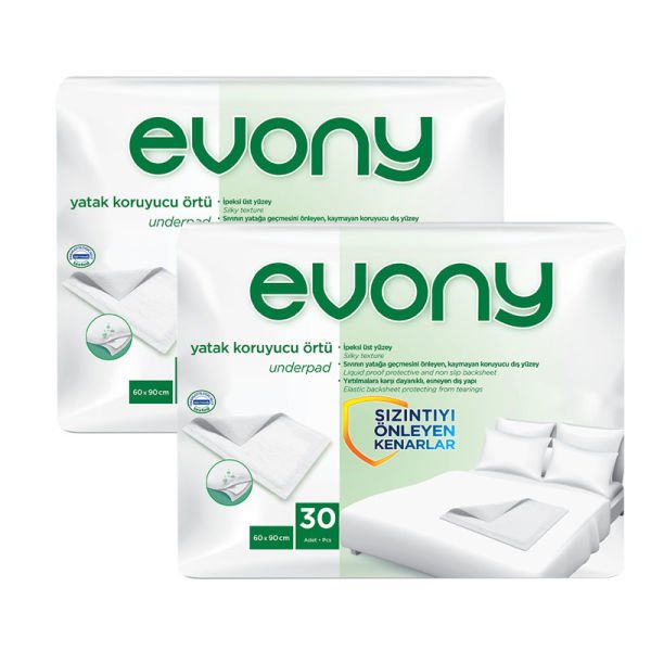 Evony Yatak Koruyucu Alez Örtü 60x90 Cm 2 Paket 60 Adet