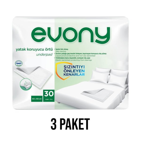 Evony Yatak Koruyucu Alez Örtü 60x90 Cm 3 Paket 90 Adet