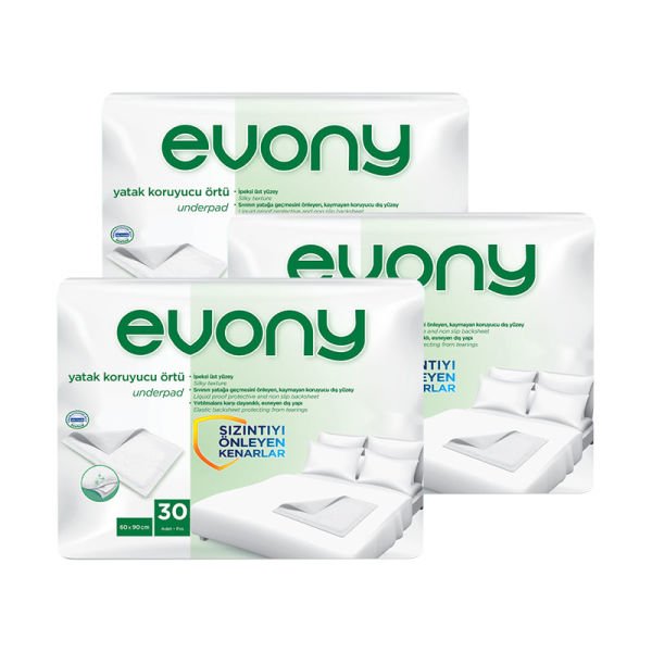 Evony Yatak Koruyucu Alez Örtü 60x90 Cm 3 Paket 90 Adet