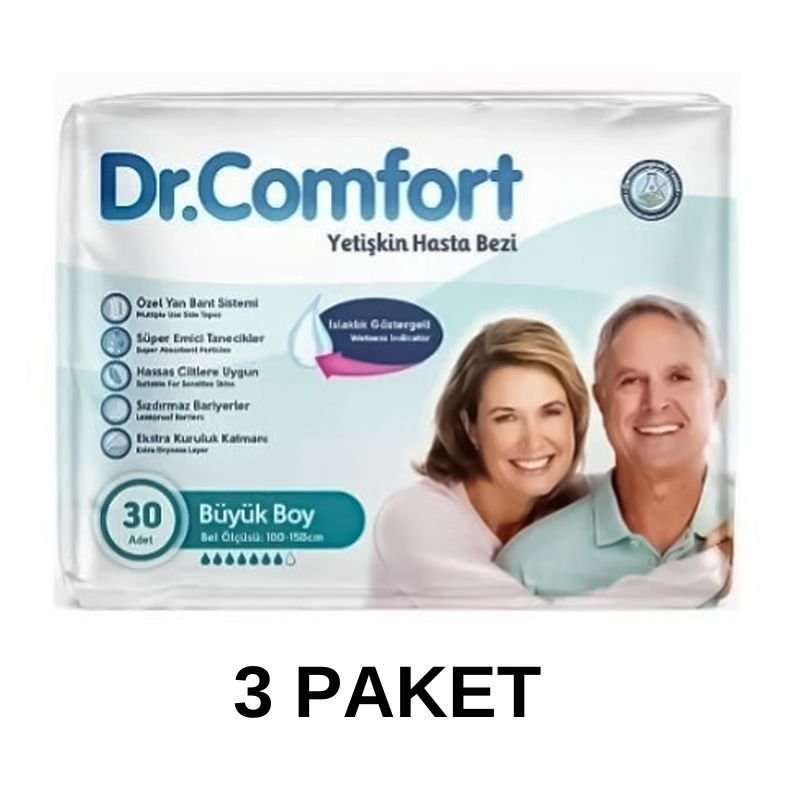 Dr.Comfort Belbantlı Yetişkin Hasta Bezi L 30 Lu 3 Paket