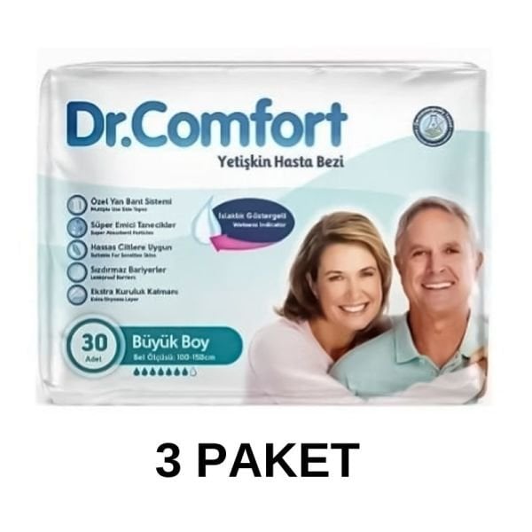 Dr.Comfort Belbantlı Yetişkin Hasta Bezi L 30 Lu 3 Paket