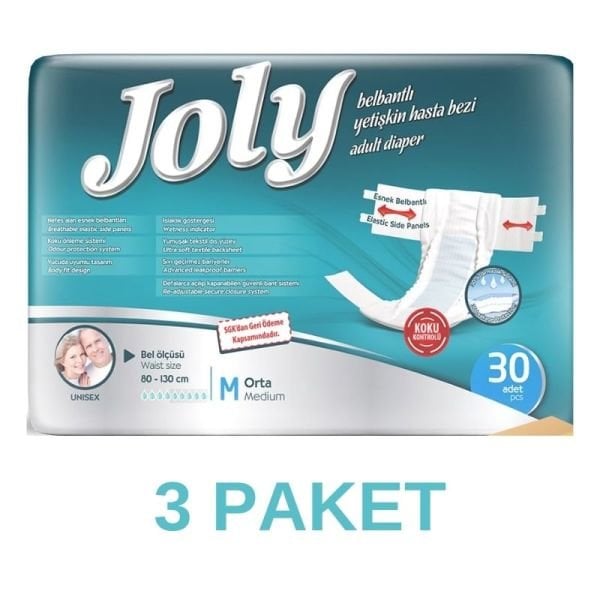 Joly Belbantlı Yetişkin Hasta Bezi M 30 Lu 3 Paket