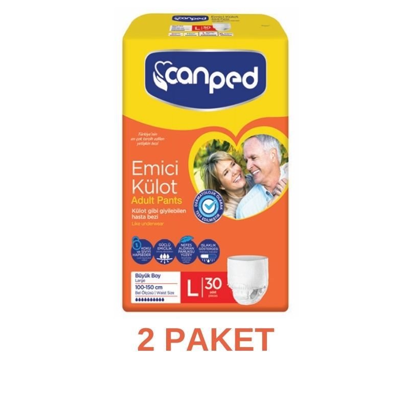 Canped Emici Külot Yetişkin Hasta Bezi L 30 Lu 2 Paket